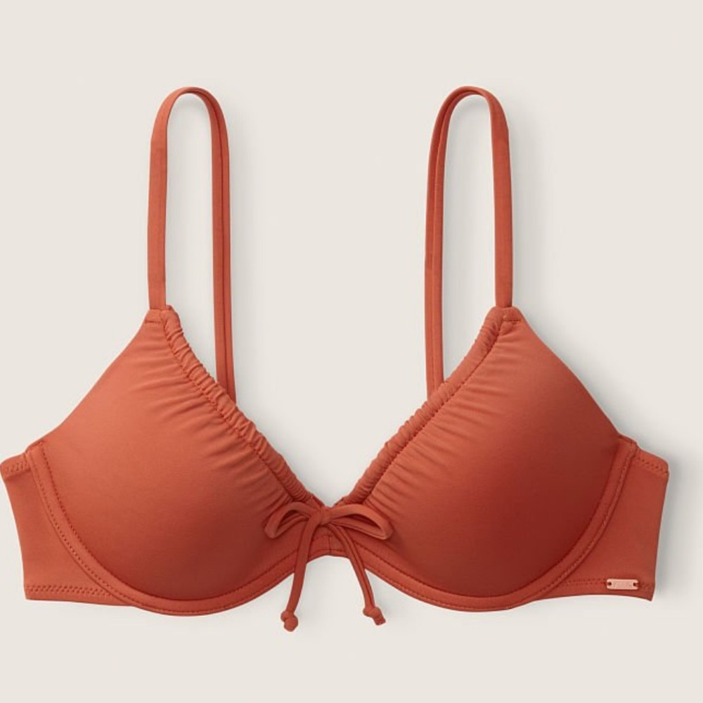 NWT Victorias Secret PINK Runched Push Up Bikini Top Orange